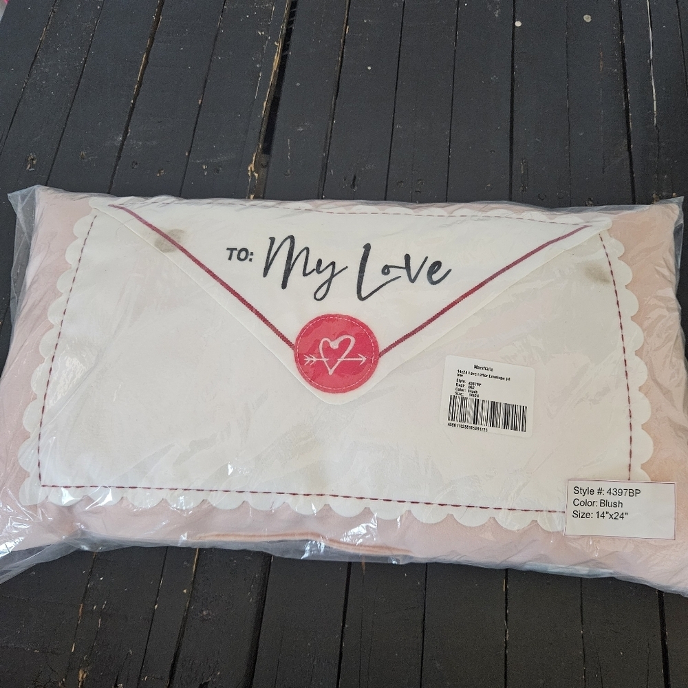 Rachel Roy NWT Valentine's Day Blush Pink White Envelope Throw Pillow Decor